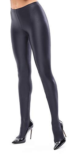 Misso Classic and Exclusive Glossy Opaque Tights Black Wet Look Shine (X-Large)