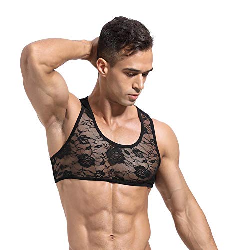 Men's Sissy Lingerie Lace V Neck Bra Mid Waist Sexy Gay Boxers