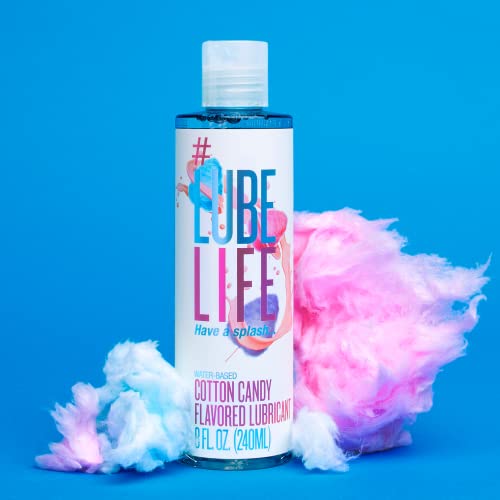Lube Life Water-Based Cotton Candy Flavored Lubricant, Personal Lube for Men, Women and Couples, Made Without Added Sugar, 8 Fl Oz