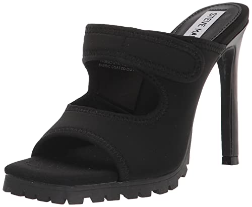 Steve Madden Women's VOIDED Heeled Sandal, Black, 6