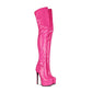 Fandimeier Women's Plus Size Hot Pink Black Long Boots Over The Knee Thigh High Boot Zipper Ladies Men's Unisex Patent Leather Platform Shoes-PINK-6.5