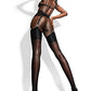 sofsy Women Sheer Thigh High Stockings | Garter Belt Pantyhose | 15 Den [Made in Italy] (Garter Belt Not Included) - Black - Plus Size XXL