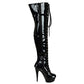 SheSole Women's Over The Knee Thigh High Heel Boots Platform Zip Buckle Lace Up Black US Size 9.5