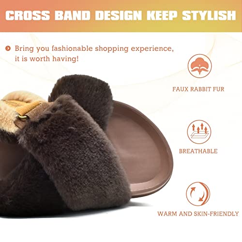 Fuzzy slippers with back clearance strap