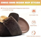 KuaiLu Womens Fuzzy Cross Band Platform Slippers with Back Strap for Summer, Fluffy Furry Ladies Open Toe Slingback Slide Slippers, Cozy Plush Fleece Comfy House Shoes Sandals Brown 9
