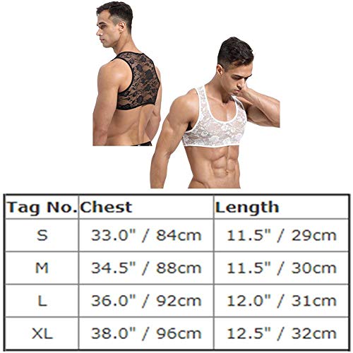 Sissy Men Sheer Lace Camisole Vest See Through Deep V Neck Crop Tops  T-Shirts