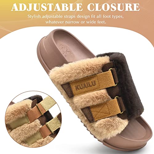 KuaiLu Womens Slides Soft Cushion Faux Fur Sandals for Women Open Toe –  BEST WEAR - casual - basics - shirts - tops - longsleeves - sheer shirts -  see through nylon - second skin - pantyhose tights